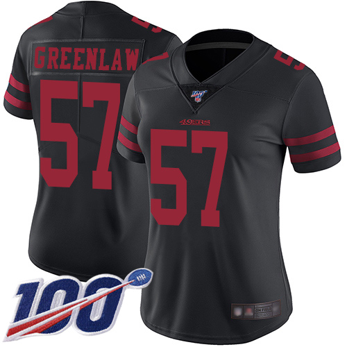 San Francisco 49ers Limited Black Women Dre Greenlaw Alternate NFL Jersey 57 100th Season Vapor Untouchable